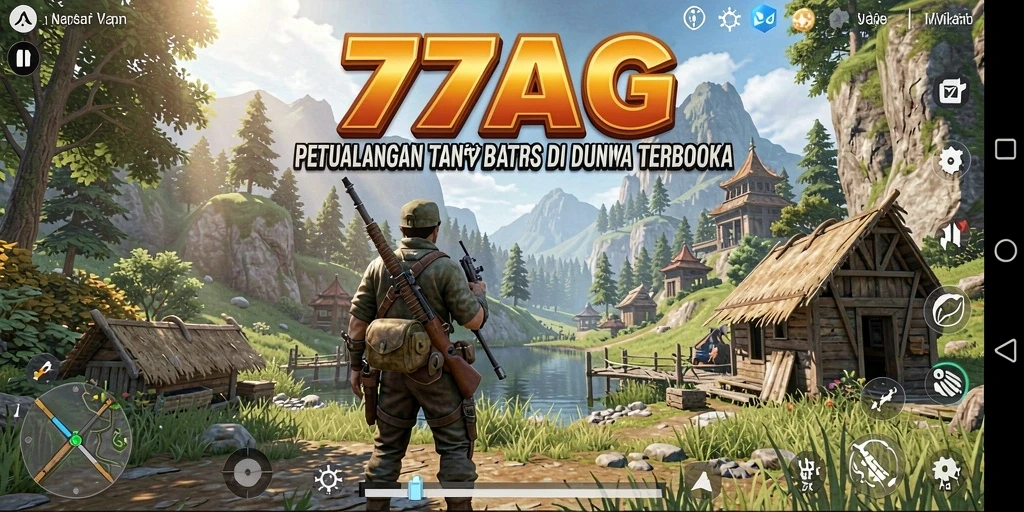 Screenshot dari gameplay 77AG yang menampilkan petualangan seru di dunia terbuka.