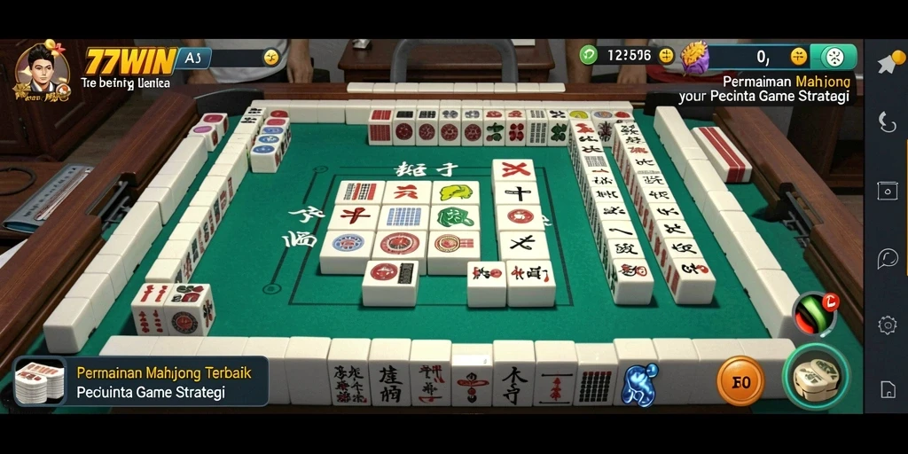 Tampilan gameplay Mahjong di 77WIN dengan desain menarik.