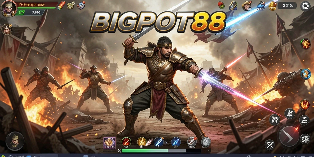 Tangkapan layar menunjukkan aksi seru dalam BIGPOT88 Battle Royale.