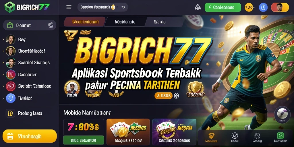 Tampilan utama BIGRICH77 dengan berbagai pilihan taruhan olahraga.