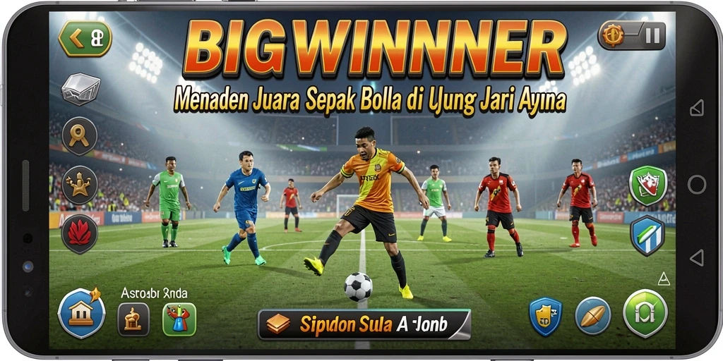 Tampilan gameplay seru dalam BIGWINNER yang memikat para penggemar sepak bola.