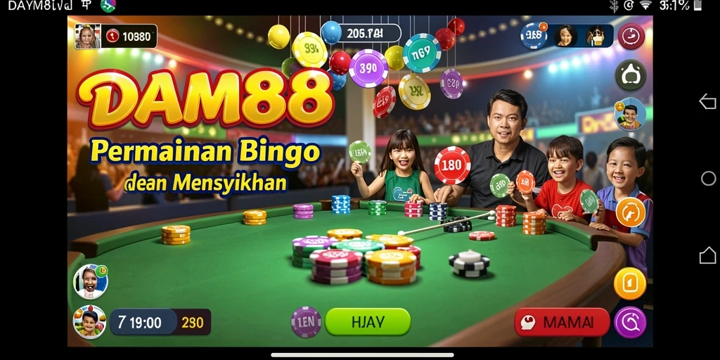 Screenshot utama DAM88 menampilkan aksi seru dalam permainan Bingo.