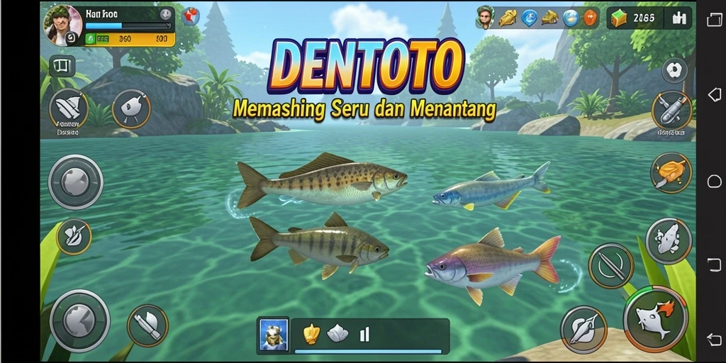Tampilan gameplay DENTOTO dalam aksi memancing yang seru.