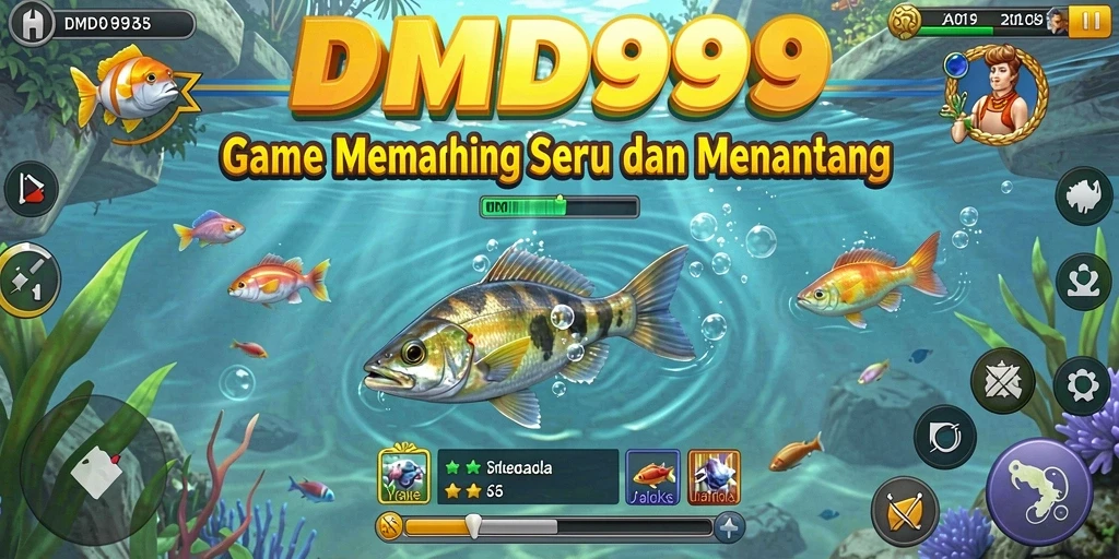 Screenshot gameplay DMD999 menampilkan suasana memancing yang menenangkan.