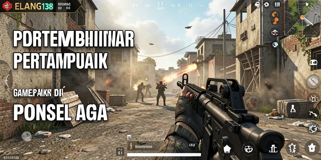 Screenshot ELANG138 menunjukkan aksi pertempuran intens dalam gameplay FPS.
