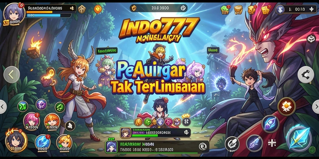 Screenshot gameplay INDO777 menampilkan pertarungan karakter anime yang epik.