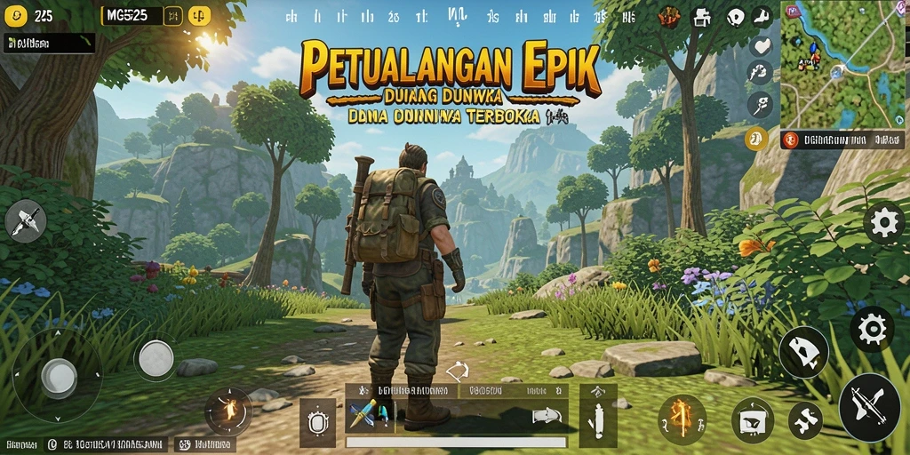 Screenshot menunjukkan aksi petualangan mendalam dalam dunia terbuka MG525.