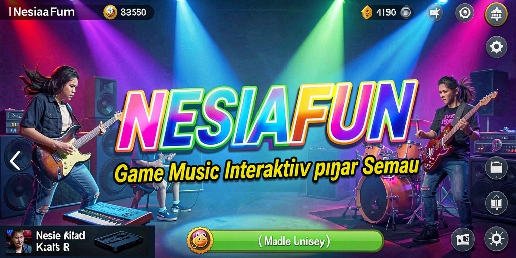 Screenshot NESIAFUN menunjukkan gameplay seru dengan berbagai lagu.