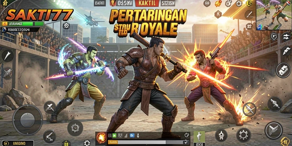 Screenshot SAKTI77 menampilkan aksi intens dalam pertempuran Battle Royale.