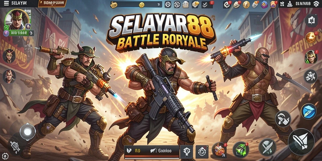 Tampilan gameplay seru di SELAYAR88 saat pertempuran intens terjadi.