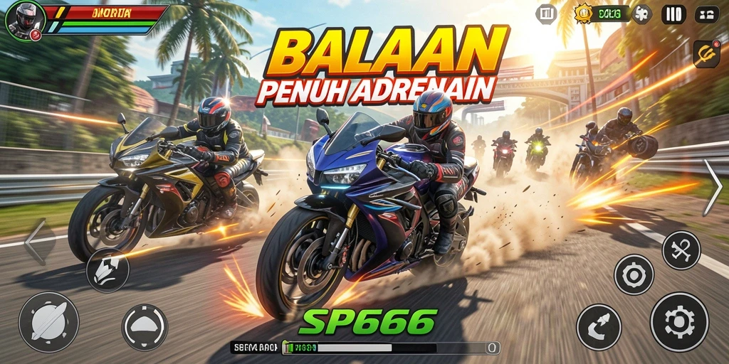 Tampilan menarik dari gameplay balapan motor di SP666.