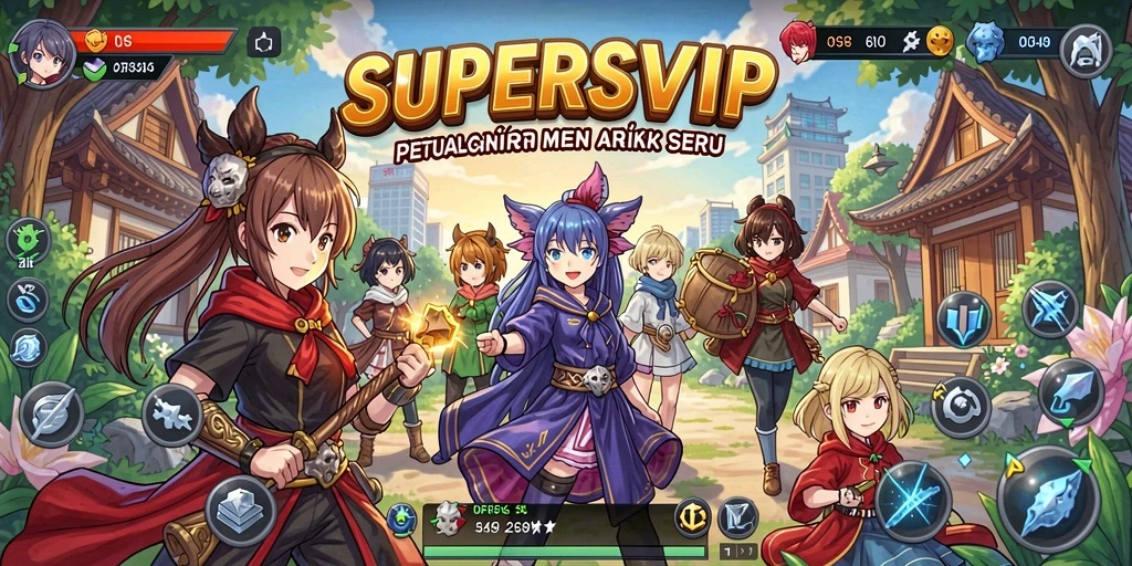 Tampilan gameplay <strong>SUPERSVIP</strong> dengan karakter Anime yang beragam dan grafik menarik.