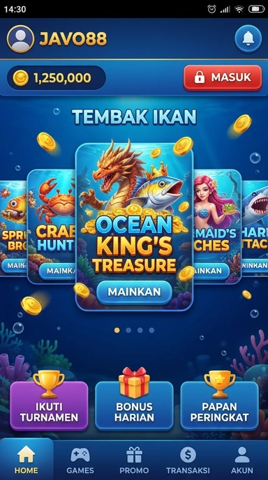 Tampilan antarmuka aplikasi javo88 yang ramah pengguna.